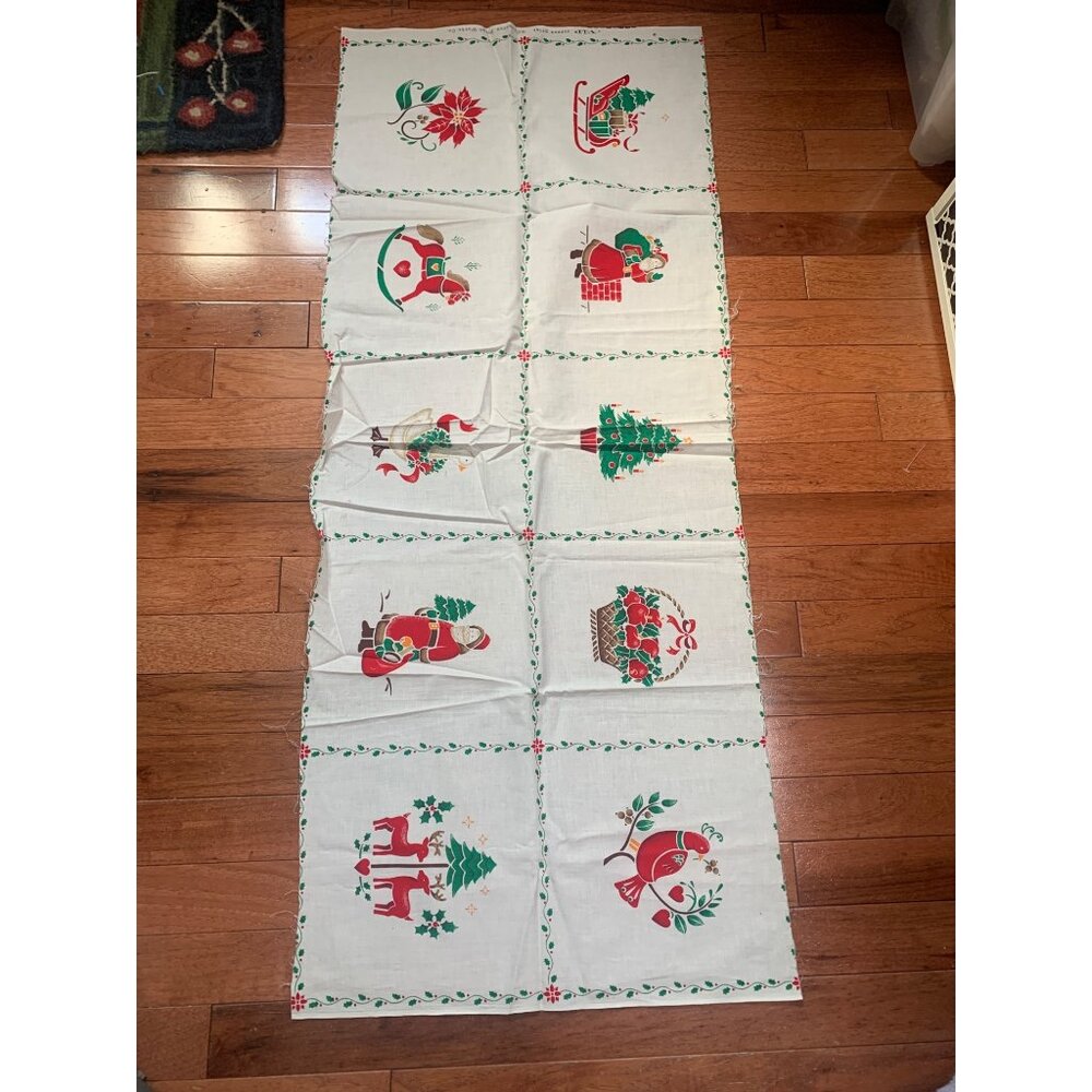 Vintage Christmas-Themed VIP Cranston Print Works Cotton Fabric Panel 44"x18" Re